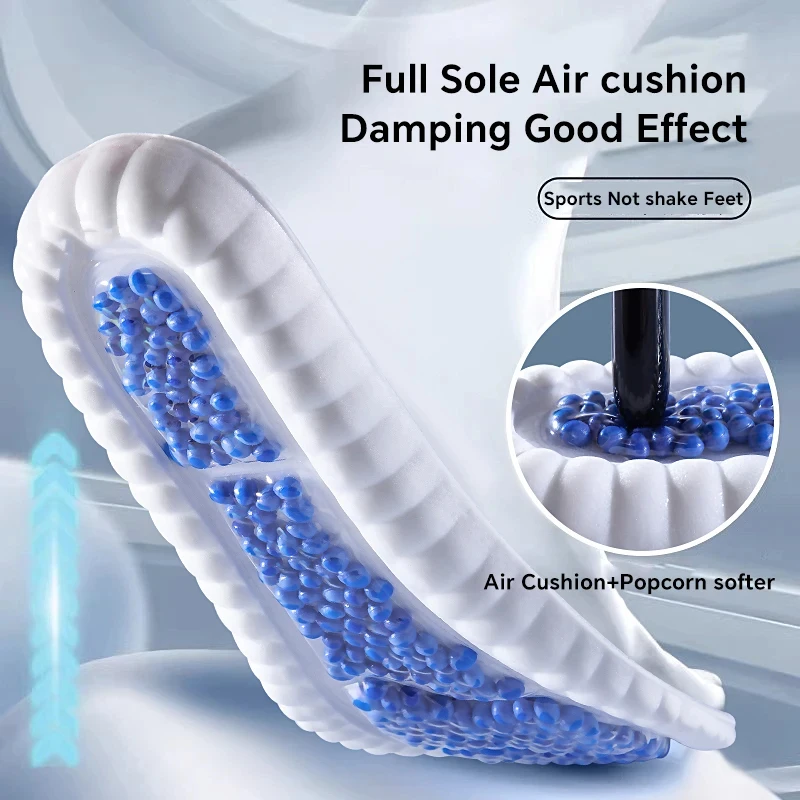 Plantillas deportivas para zapatos, suela Triple absorbente de golpes de alta elasticidad, almohadilla de espuma viscoelástica de PU, cojín de aire, suelas de zapatillas súper suaves