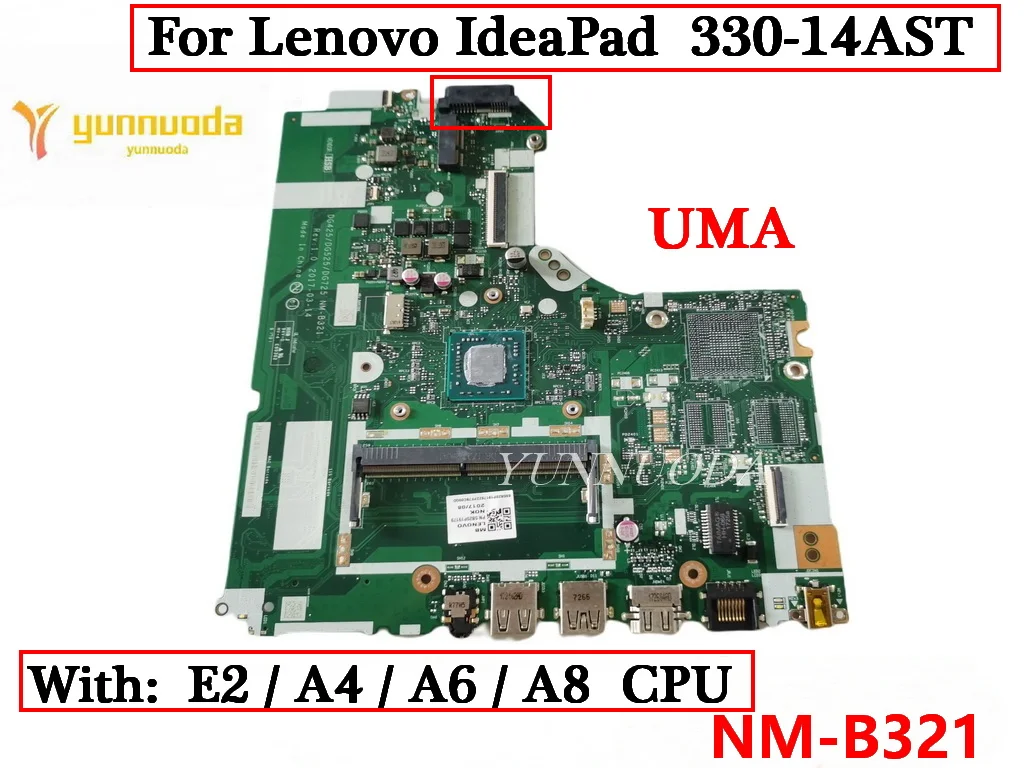 NM-B321 For Lenovo IdeaPad 330-14AST 330-15AST Laptop Motherboard With E2-9000 A4-9120 A6-9220 A9-9420 AMD CPU UMA 100% Tested