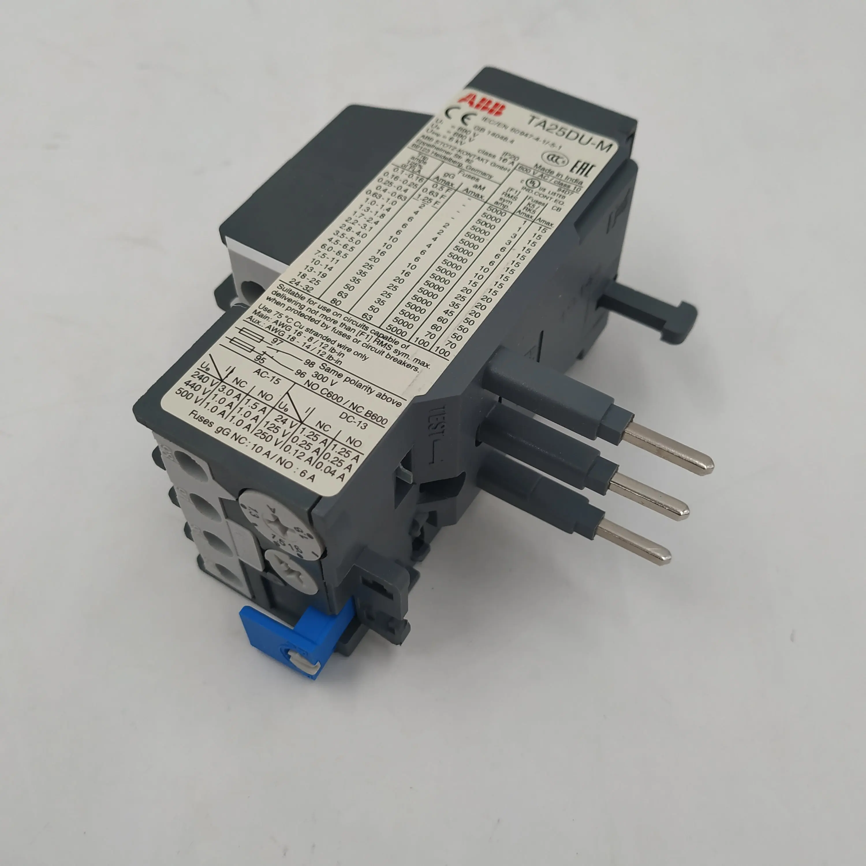 ASEA thermal overload relay TA42DU-25M,TA42DU-32M,TA42DU-42M,TA75DU-25M,TA75DU-32M,TA75DU-42M,TA75DU-52M,TA75DU-63M