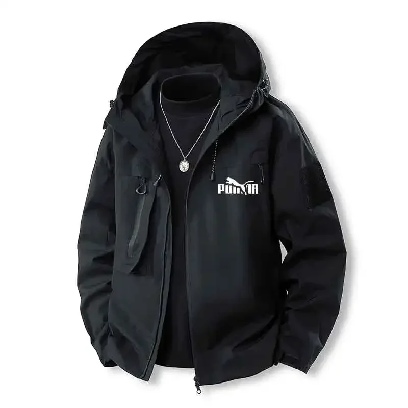 خريف جديد الرجال سترة تسلق الجبال يندبروف و نسيج مقاوم للماء موضة الهيب هوب تصميم عادية كبيرة الحجم في الهواء الطلق معطف #3