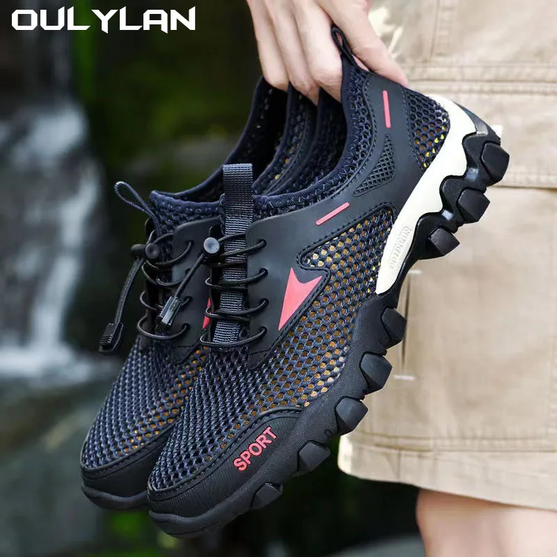 Oulylan Breathable Hiking Shoes Casual Soft Sole Lightweight Comfortable Mesh Anti-slip Walking Sneakers Climbing Wading Shoes