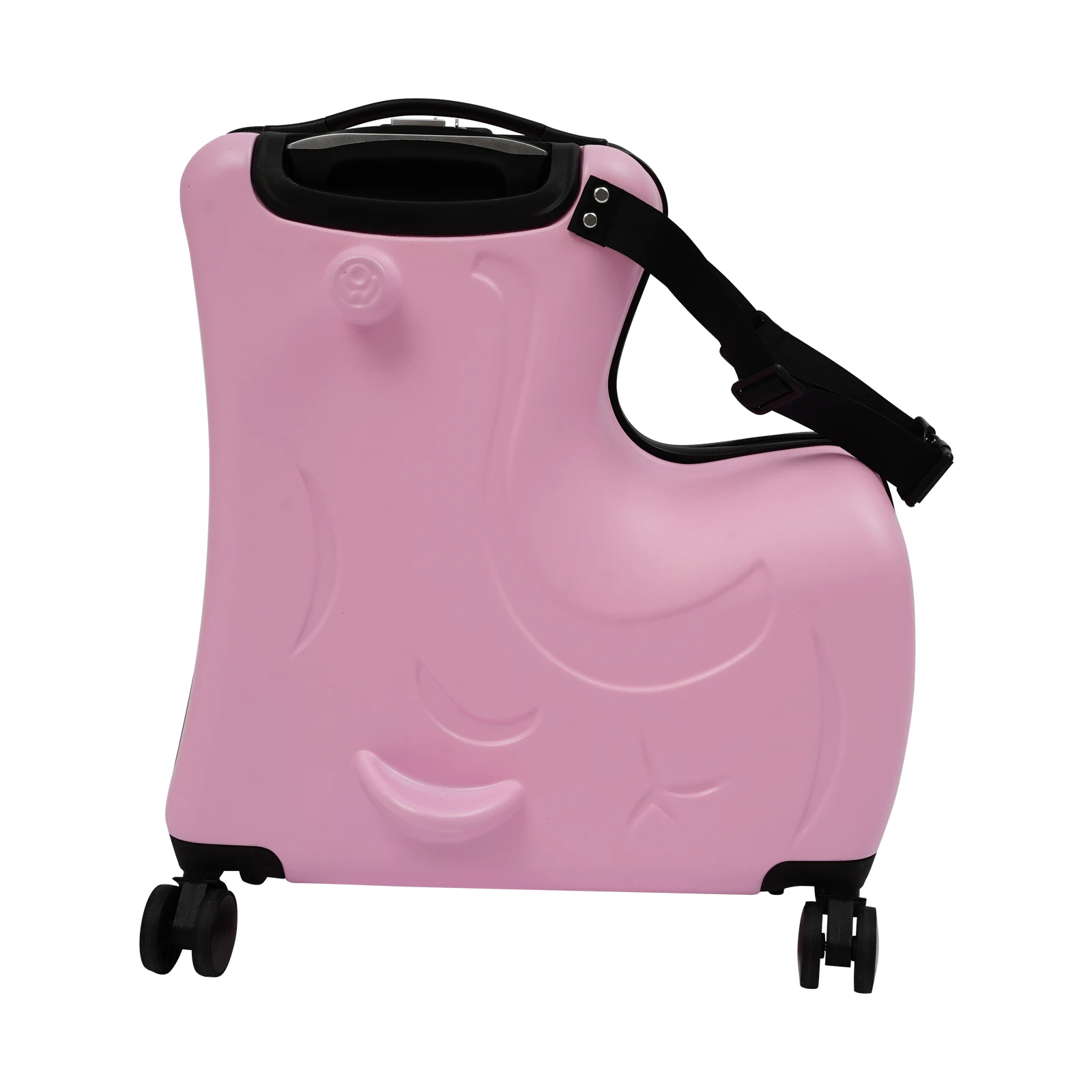 20 inch Pink Matte Children's Trolley Case - Kid Ride-On Portable Suitcase, 4 Universal Wheels