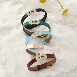 Fashion Women Zircon Copper Geometic Design Bracelet Colorful Leisure Adjustable Leather Bracelet Women jewelry
