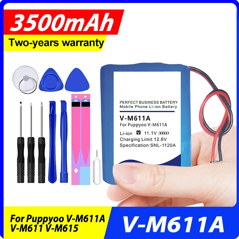 

New Battery For Puppyoo V-M611A V-M611 V-M615 Cleaner Li-ion 18650 10.8V-11.1V 3500mAh + Kit Tools