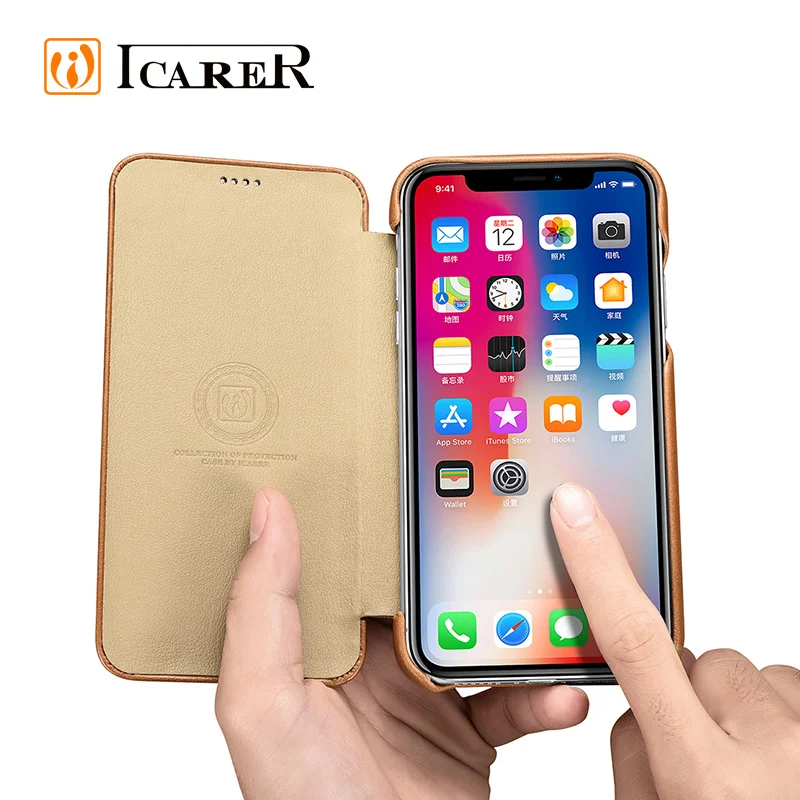 Top Quality Genuine Leather Case Flip Phone Case For iPhone X - Image 4