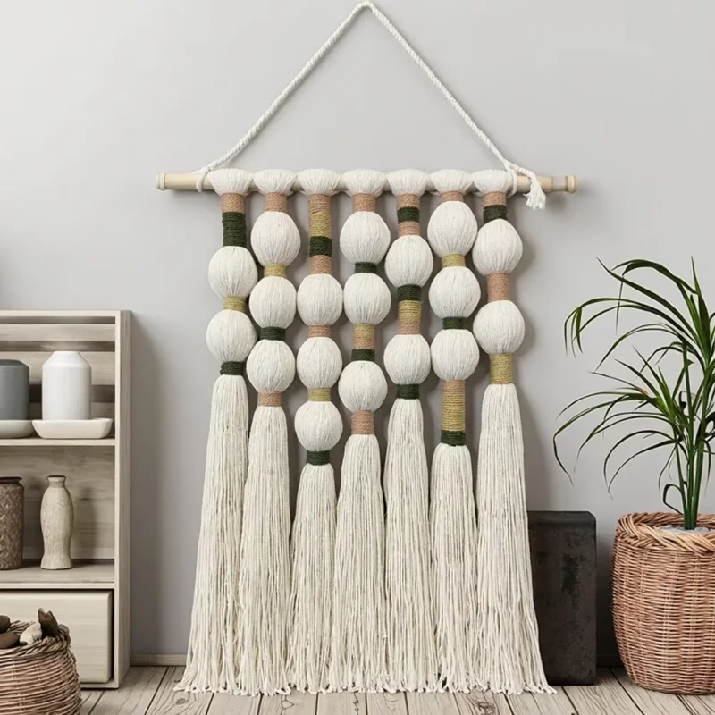 

Boho Handmade Macrame Wall Art Woven Cotton Rope Hanging Tapestry Decorative Fiber Wall Decor for Home