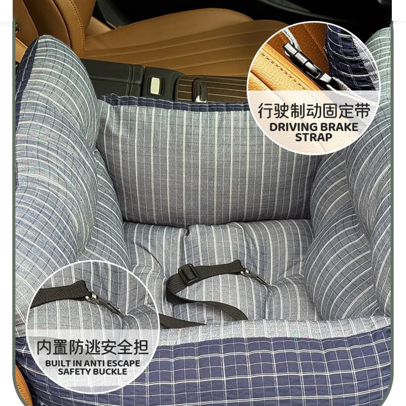 Dog Car Seat with Safety Belt - Non-Slip Pet Car Bed for Small Dogs, Washable Travel Carrier with Secure Straps for Safe Car