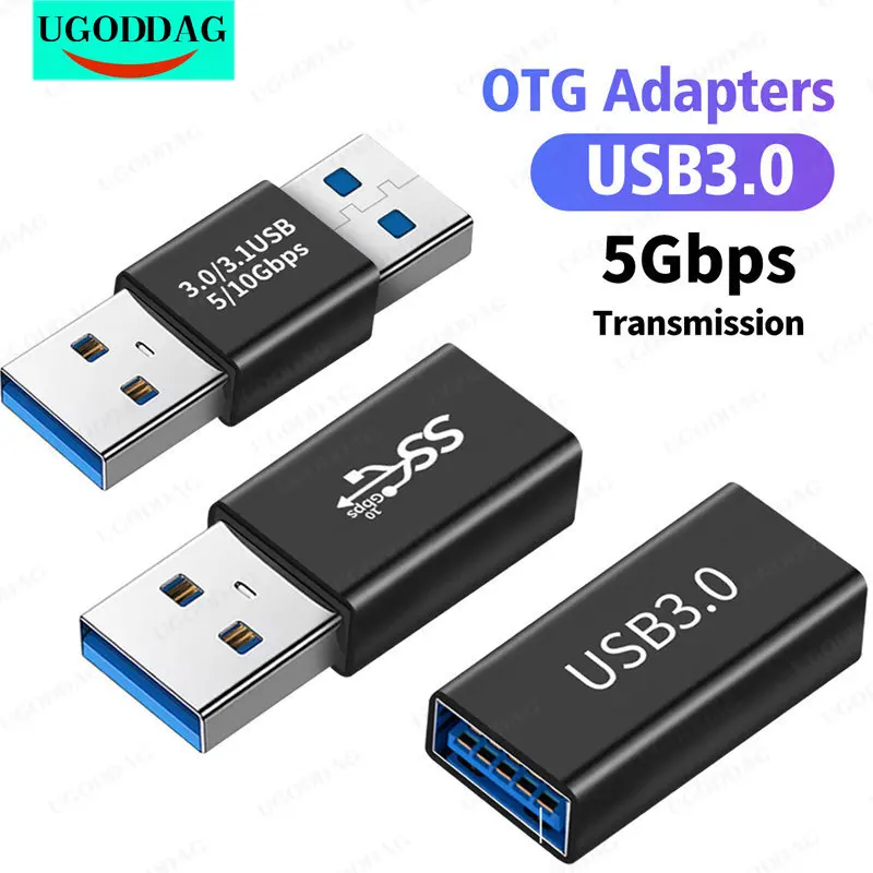 USB 3.0 Connector USB To USB Adapter 5Gbps Gen1 Male to Male Female USB Converter SSD HDD Cable Extender USB 3.0 Extension Plug