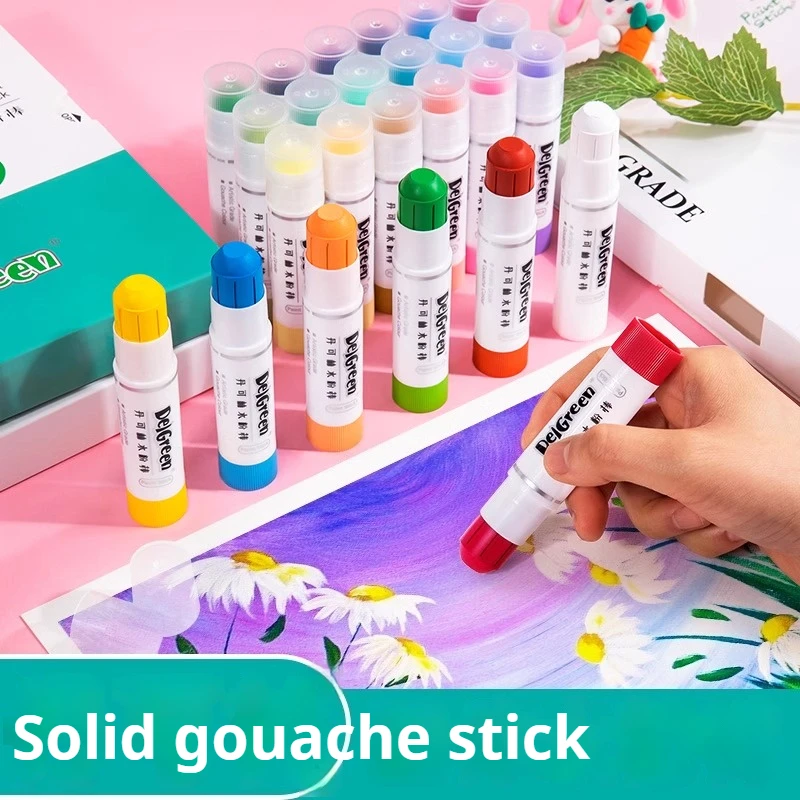 DELGREEN ARTIST GRADE Soft Solid Gouache Paint Sticks/Pastels/Crayons 6/12/18/24 Colors Graffiti Drawing Safe Non-toxic Pastels