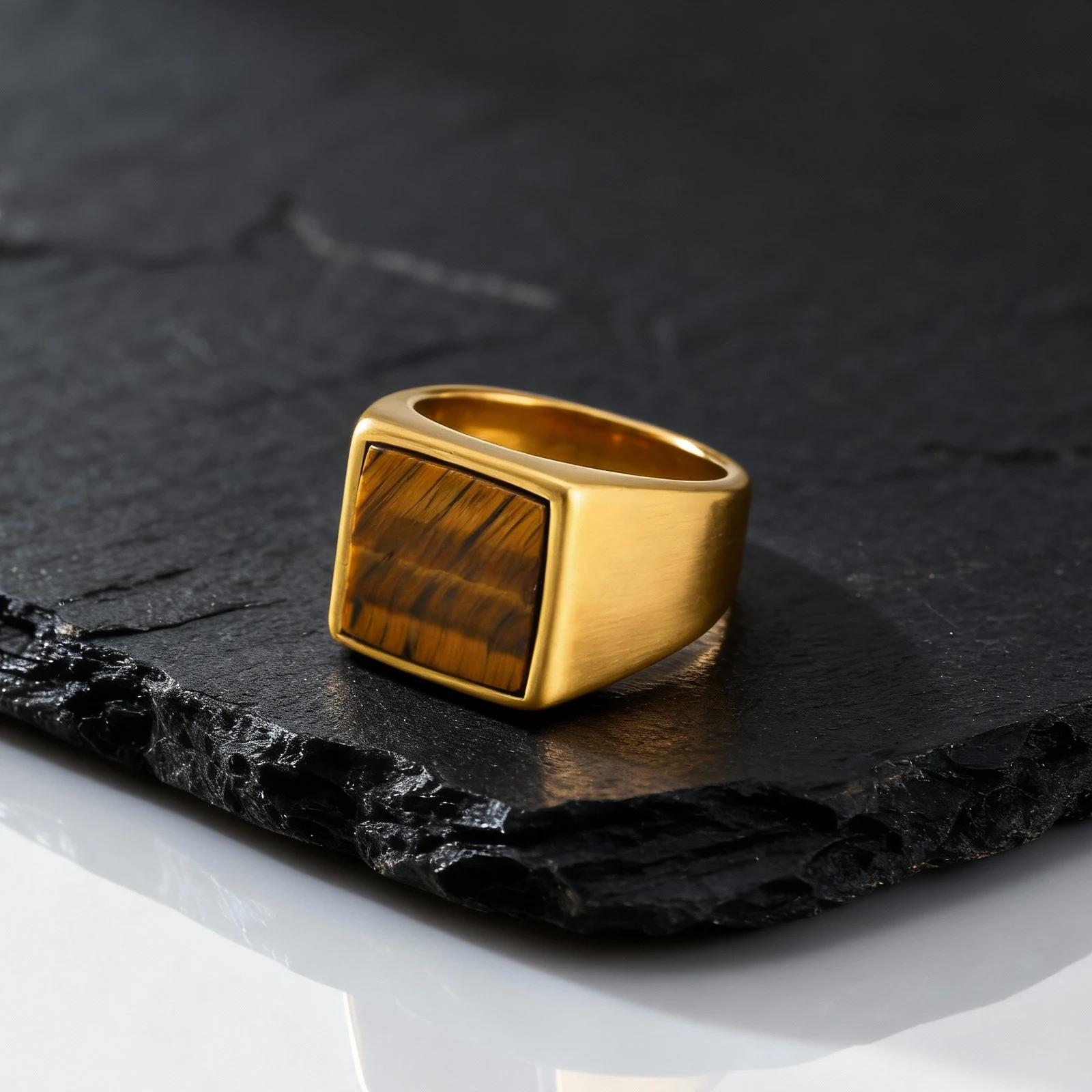 Anillo de Piedra Ojo de Tigre  - Signet Ring Men reseña y precio