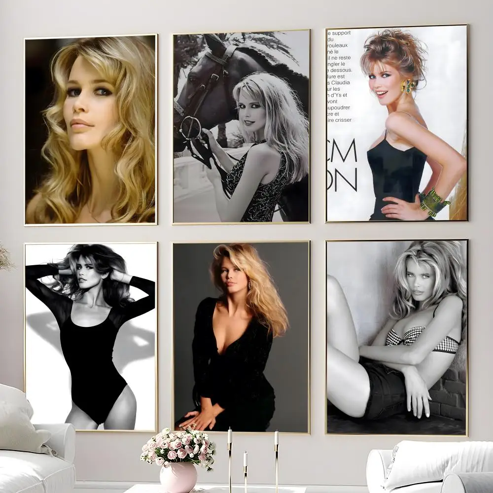 Póster de modelo C-Claudia Schiffer, arte impreso para pared, adecuado para sala de estar, dormitorio, bar, salón, decoración del hogar, regalo