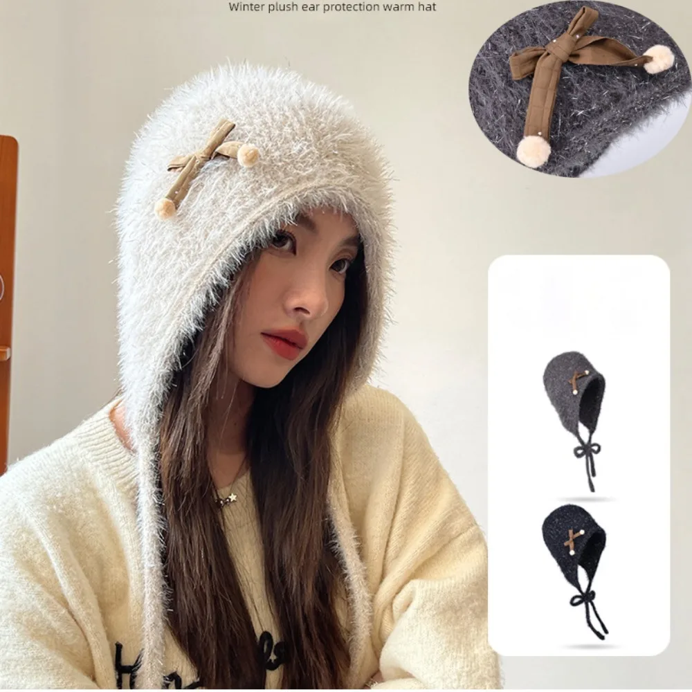 New Design Creative Balaclava Hat Dacron Soild Ear Hat Warm Windproof Pile Cap Teenage Girls