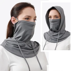 Women Summer One-piece Sun Protection Face Cover Mask And Neck Wrap Cover Thin Breathable Sun Proof Bibs Best For Cycling Sports