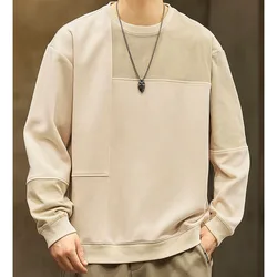 Neue Frühlings-und Herbst modemarke spleißen amerikanischen Rundhals ausschnitt locker und vielseitig gut aussehend lässig Herren Langarm pullover