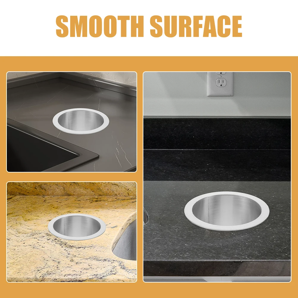 

Stainless Steel Garbage Trough Trash Chute Grommet Countertop Waste Bin Round Kitchen Grommets Metal Desk