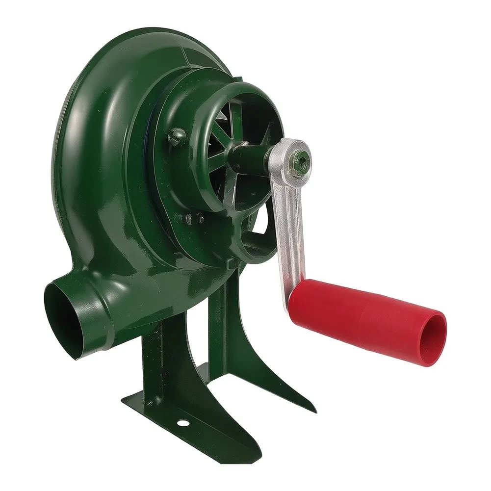 Portable Iron Manual Hand Cranked Blower Fan For BBQ Grill Fireplace Stove Ignition Camping Outdoor Cooking Tool Green