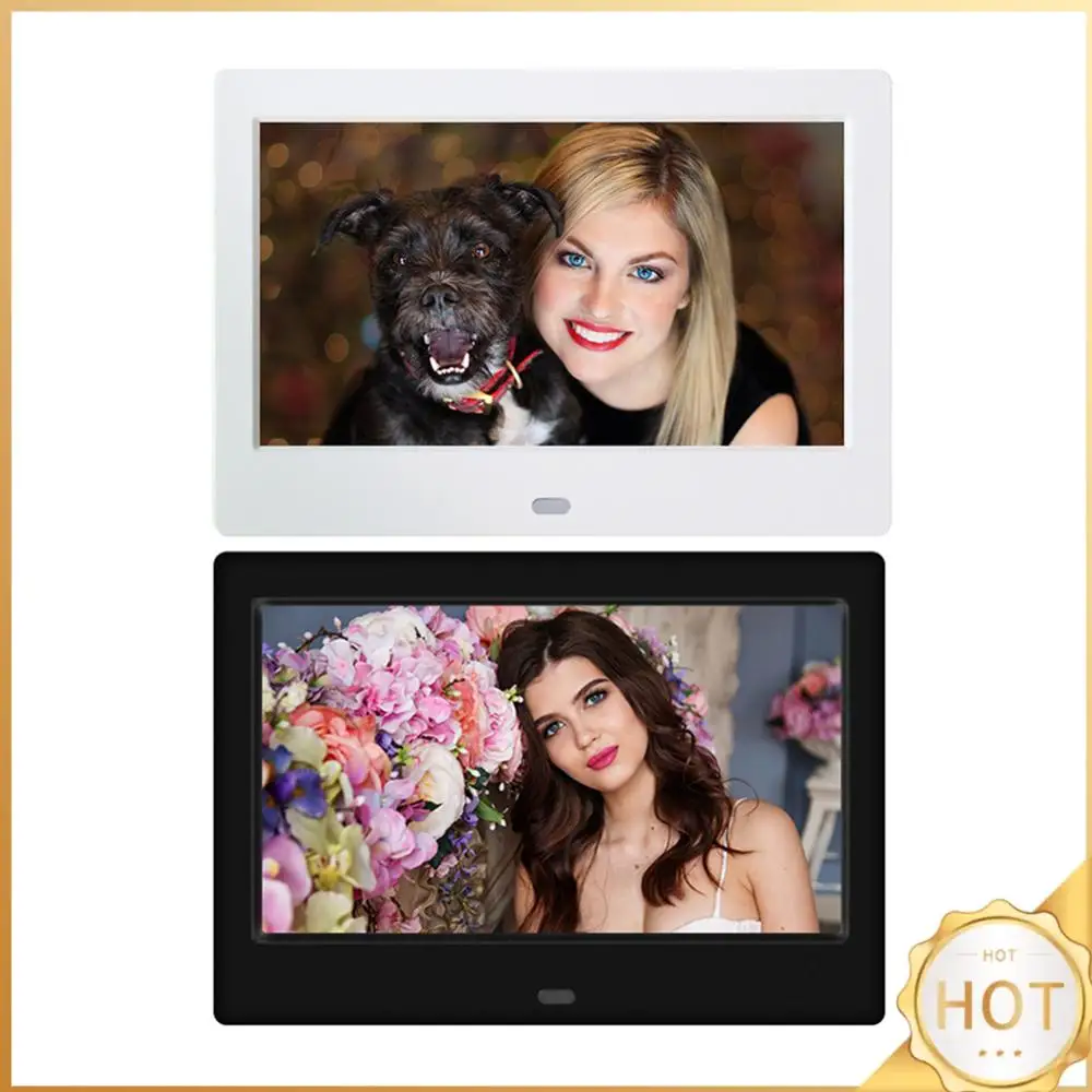 Marco de Fotos Digital LED HD de 7 Pulgadas, Reproductor de Música, Fotos y Vídeos, Compatible con Tarjetas USB/MMC/SD/MS, Reproductor de MP3/MP4 de 800*480 para Amigos