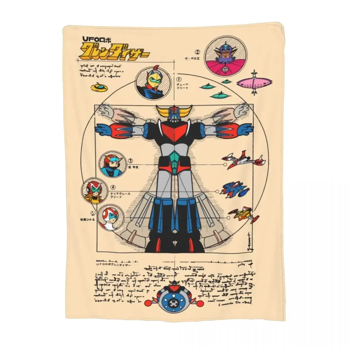 

Anime UFO Robot Grendizer Goldorak Blanket Merch Room Decorative Goldrake Japan Robots Throw Blankets Warm Fleece for Couch