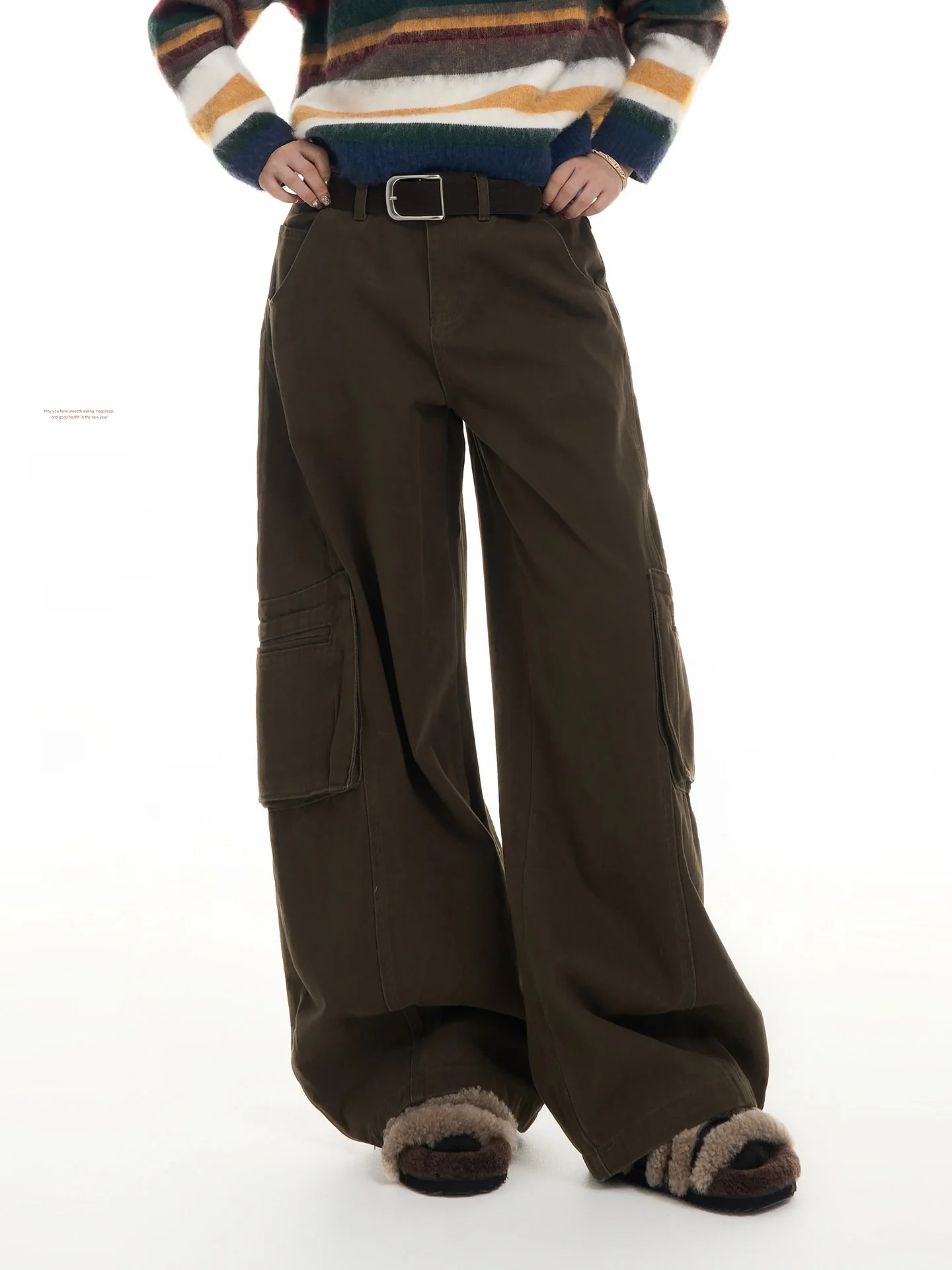 

Джинсы с высокой талией и широкими штанинами прямого кроя для женщин, осенне-зимние, в корейском стиле, свободные, универсальные, в пол, для работы