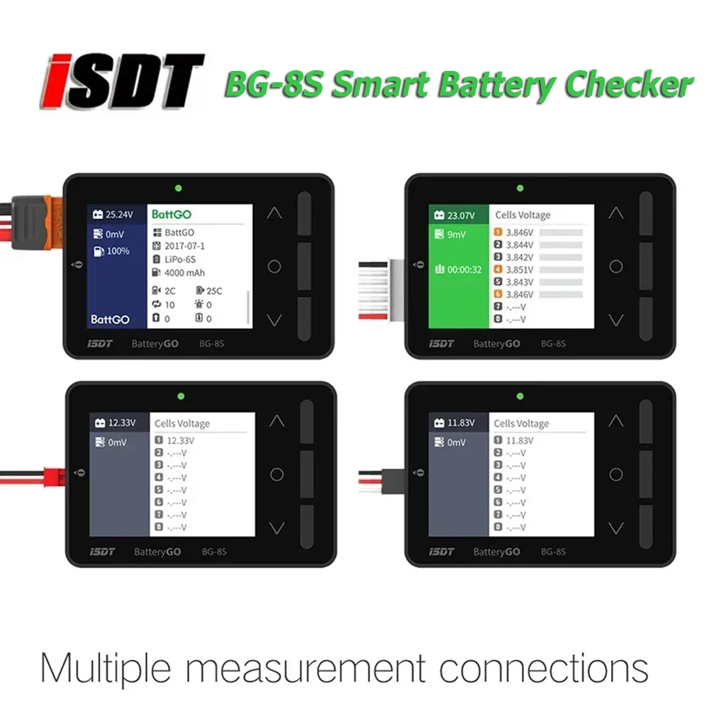 

ISDT BattGo BG-8S Smart Battery Checker Балансир Приемник Тестер сигнала Функция быстрой зарядки ЖК-дисплей для LiPo/Life Battery