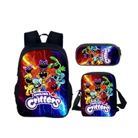 Juego de 3 uds. De mochilas escolares de Critters sonrientes, mochila de 40cm/15,7 pulgadas, bolso de hombro, estuche para lápices, bolsas para libros de ordenador para niños y niñas, el mejor regalo