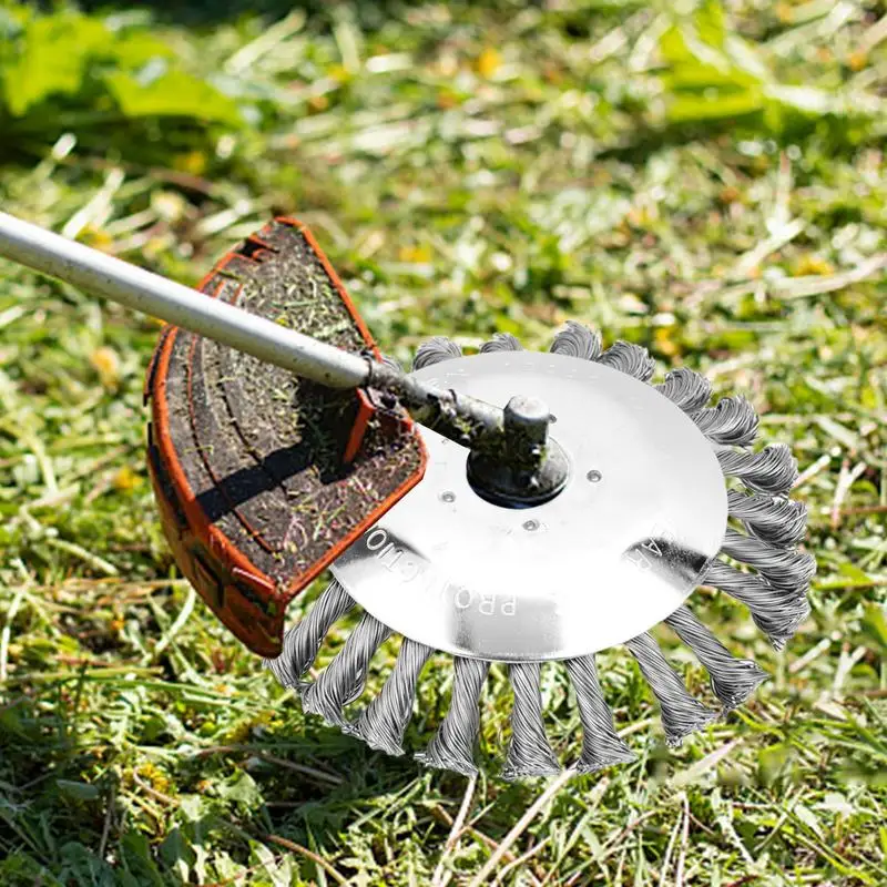 Steel Wire Wheel Garden Weed Brush Lawn Mower Grass Eater Trimmer Brush Cutter Tools Garden Grass Trimmer Head Weed Brush