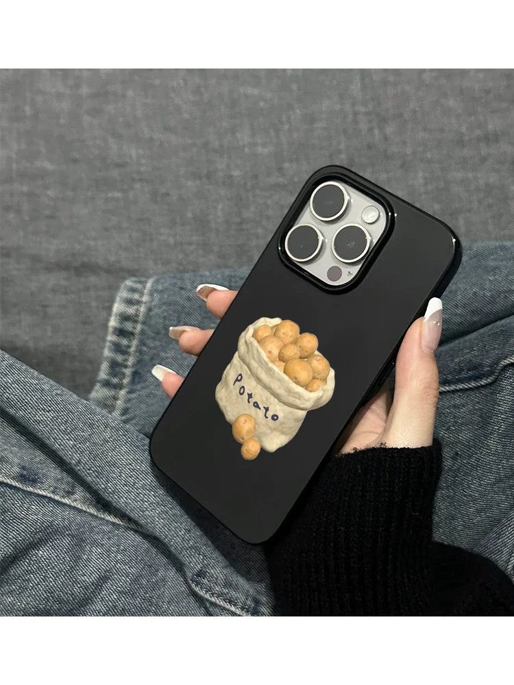 Fotografia 6: Capa de Celular Simples Estilo Japonês e Coreano com Design de Batata para iPhone 17 AIR 16 15 14 13 12 11 PRO MAX MINI 7 8 PLUS, Capa Protetora Contra Poeira