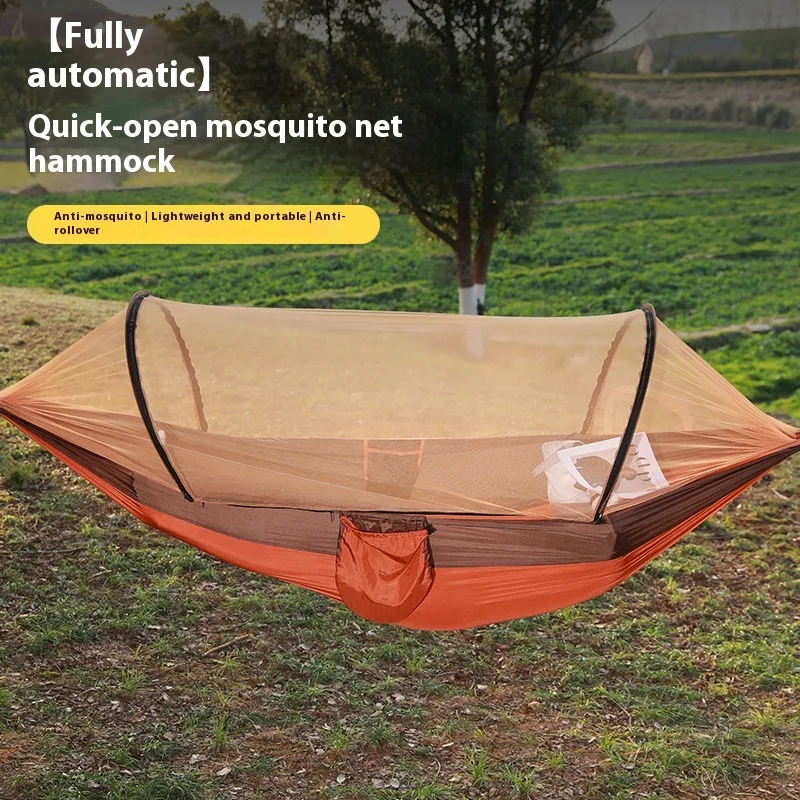 Outdoor Camping Hammock Anti-Mosquito Anti-Rollover with Mosquito Net Single Double Parachute Automatic Camping Hammock
