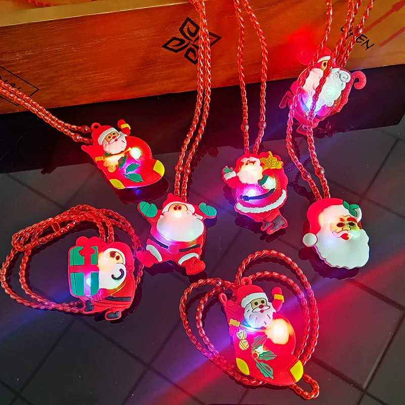 1Pc Cartoon Schattige Gloeiende Acryl Ketting Grappige Flash Hanger Kinderen Led Licht Up Speelgoed Kids Leuke Vakantie Feest Verjaardagscadeaus