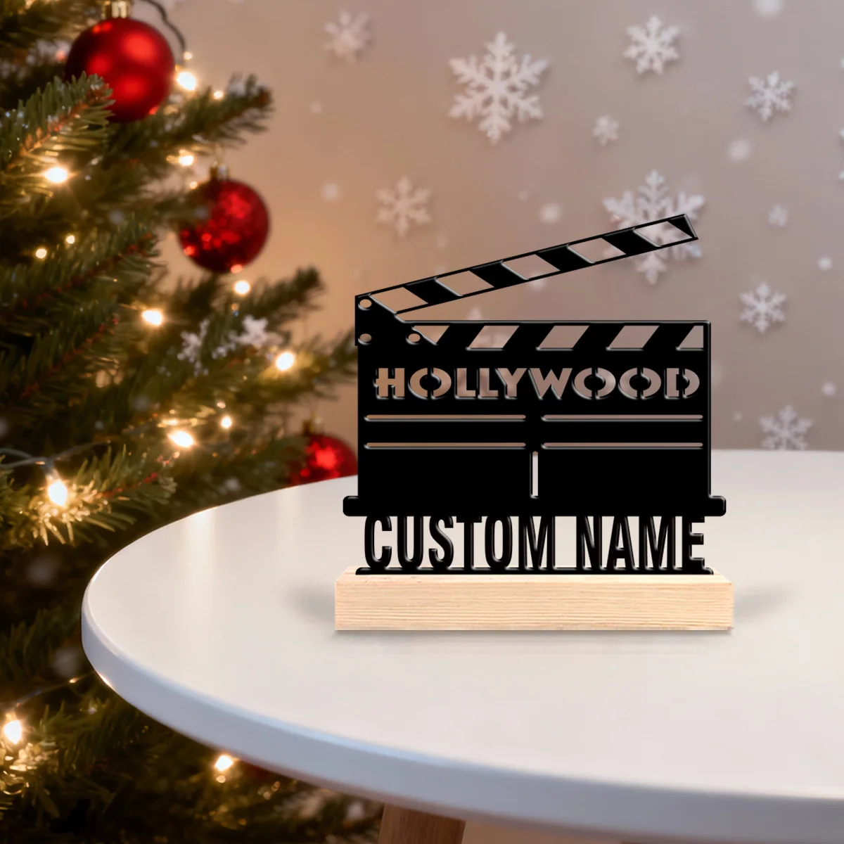 1pc Metal Ornaments with Customizable Names Custom Name Equipped with Wooden Base Home or Office Decorations