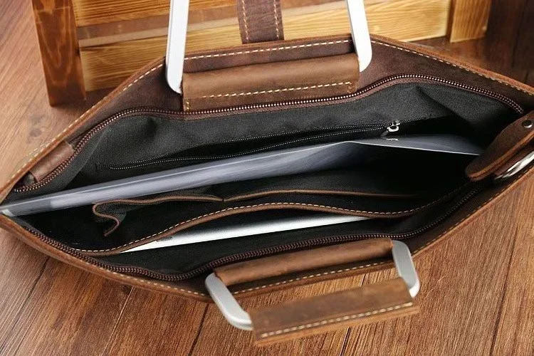 Pochette di lusso di alta moda da uomo A4 File portadocumenti portafoglio Top Layer Ipad Leather Business Bag valigetta Cowkskin