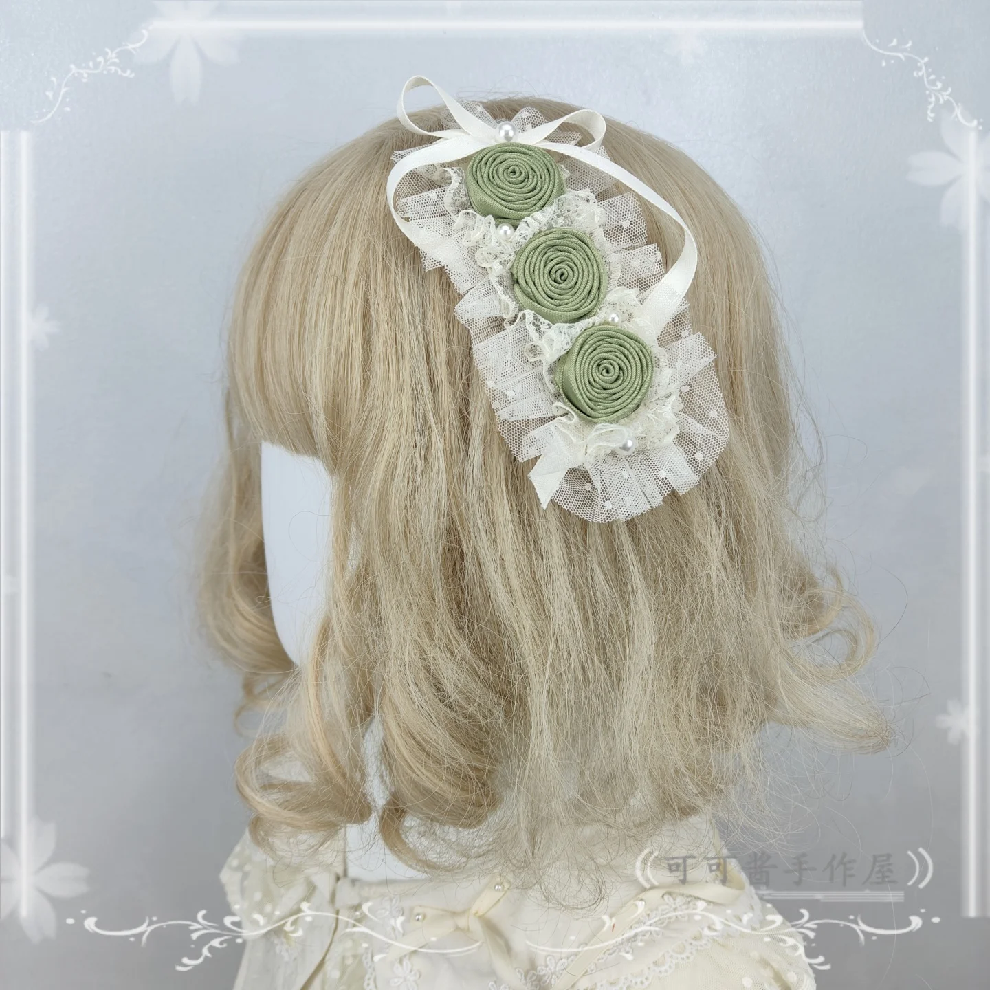 

Original Handmade Rose Ball Hairpin Elegant Lolita Hair Accessories French Lace Flower Fairy Hair Accessories