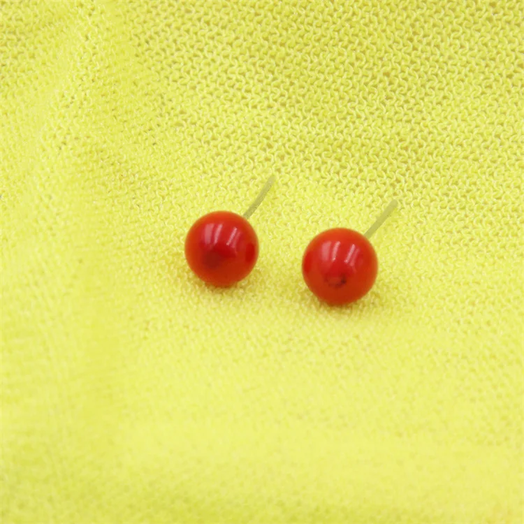 ZFSILVER Fashion Nature Red Sea Bamboo Coral Earrings Silver 925 Whith Hole Black Point For Women Girl Charm Jewelry Party Gift