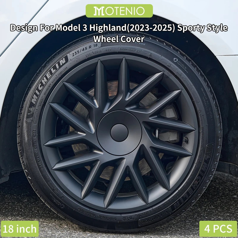 4 Stück 18-Zoll Radkappen für Tesla Model 3 Highland Version 2023-2026, Ersatz-Radkappen, Vollfelgenabdeckung, Zubehör