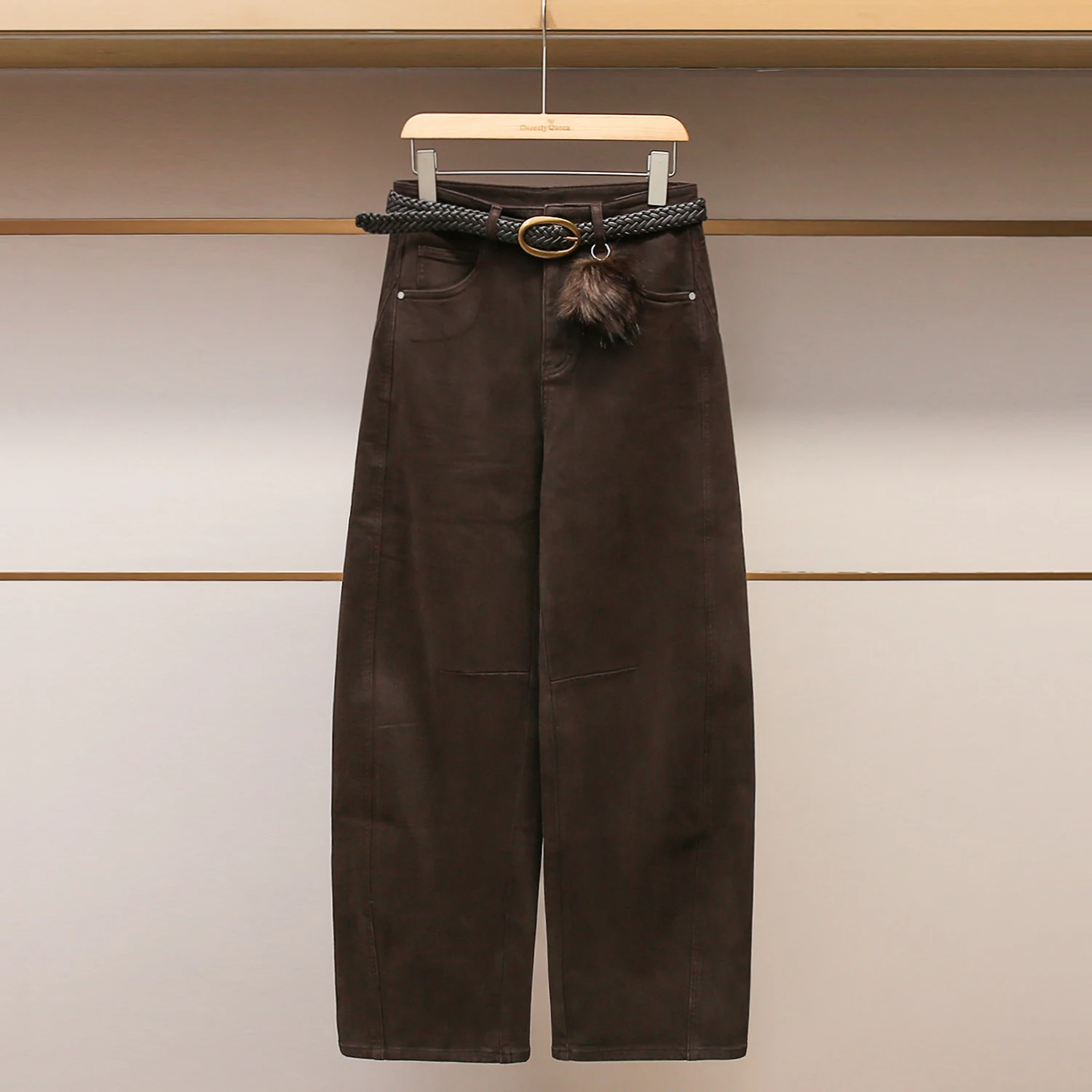 

Джинсы с высокой талией и широкими штанинами, винтажные, из выцветшего денима, женские, премиум-класса, модные, осенне-зимние, новинка, повседневные