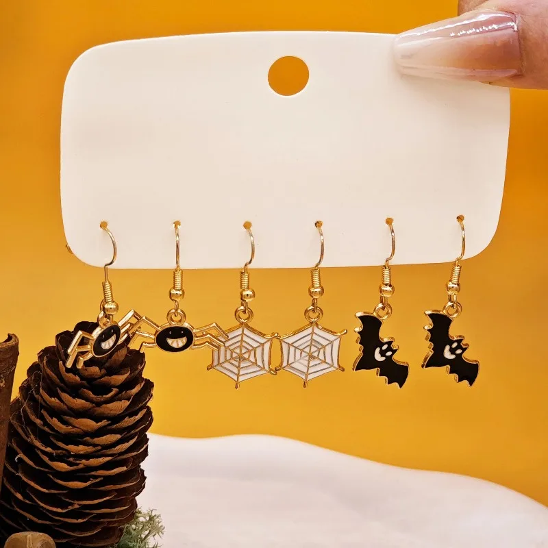 

20.25 million Halloween earrings personality funny multi-piece spider ghost personality drip pattern earrings set wholesale