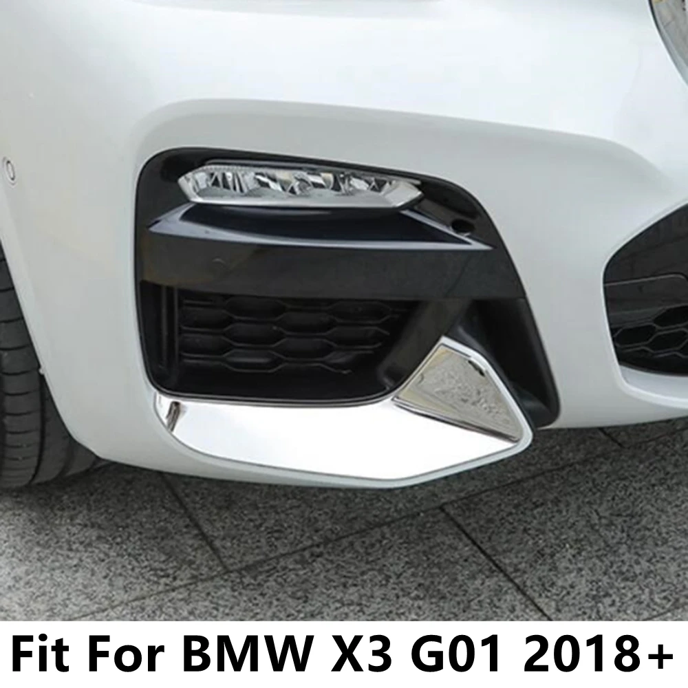 

Car Front Bumper Fog Lights Lamps Lower Corner Guard Protection Strip Cover Trim Metal Accessories For BMW X3 G01 2018 2019 2020