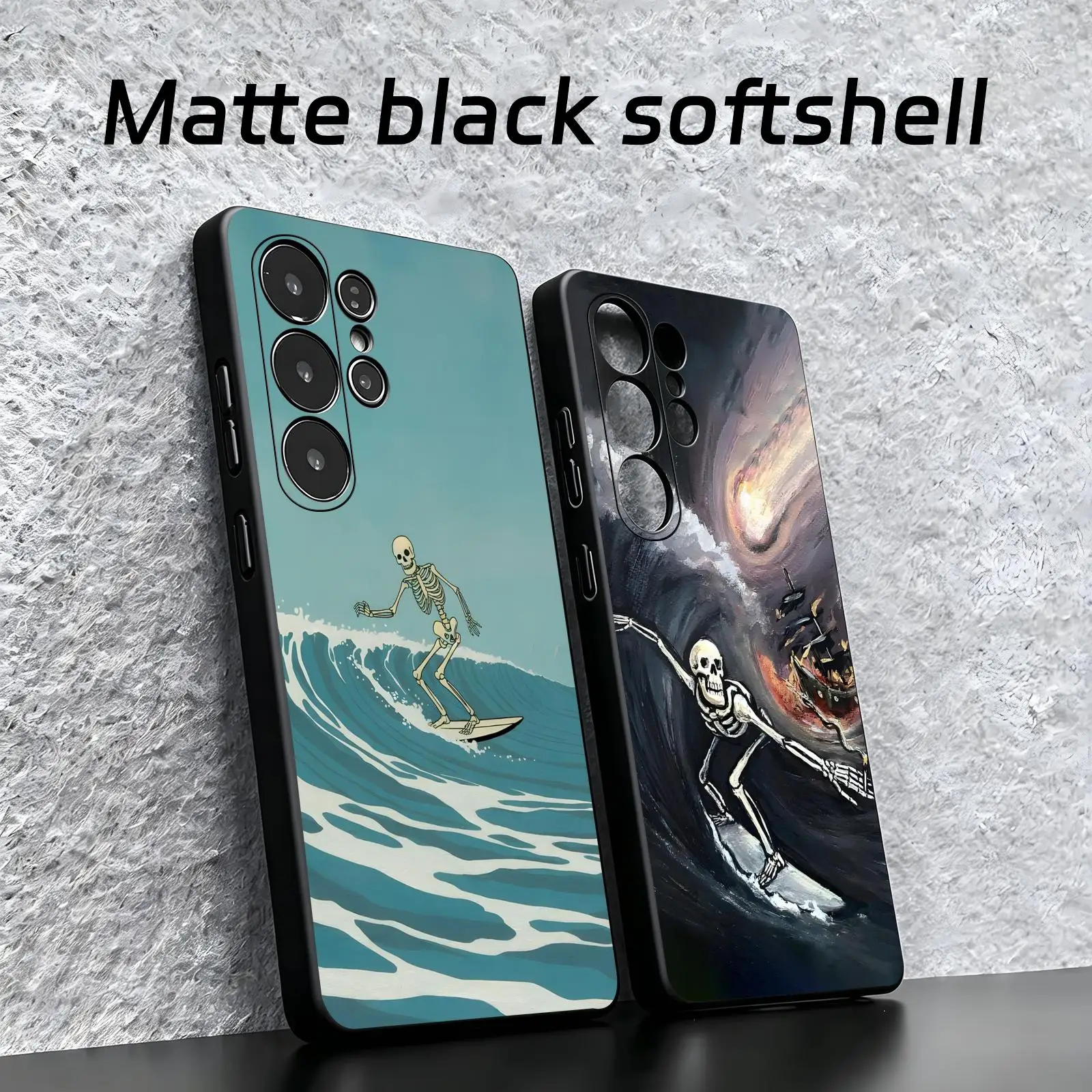 Skeleton  Phone Case For Samsung S26 S25 S24 S23 S22 S21 S20 Ultra Note20 Soft black Shockproof Cover