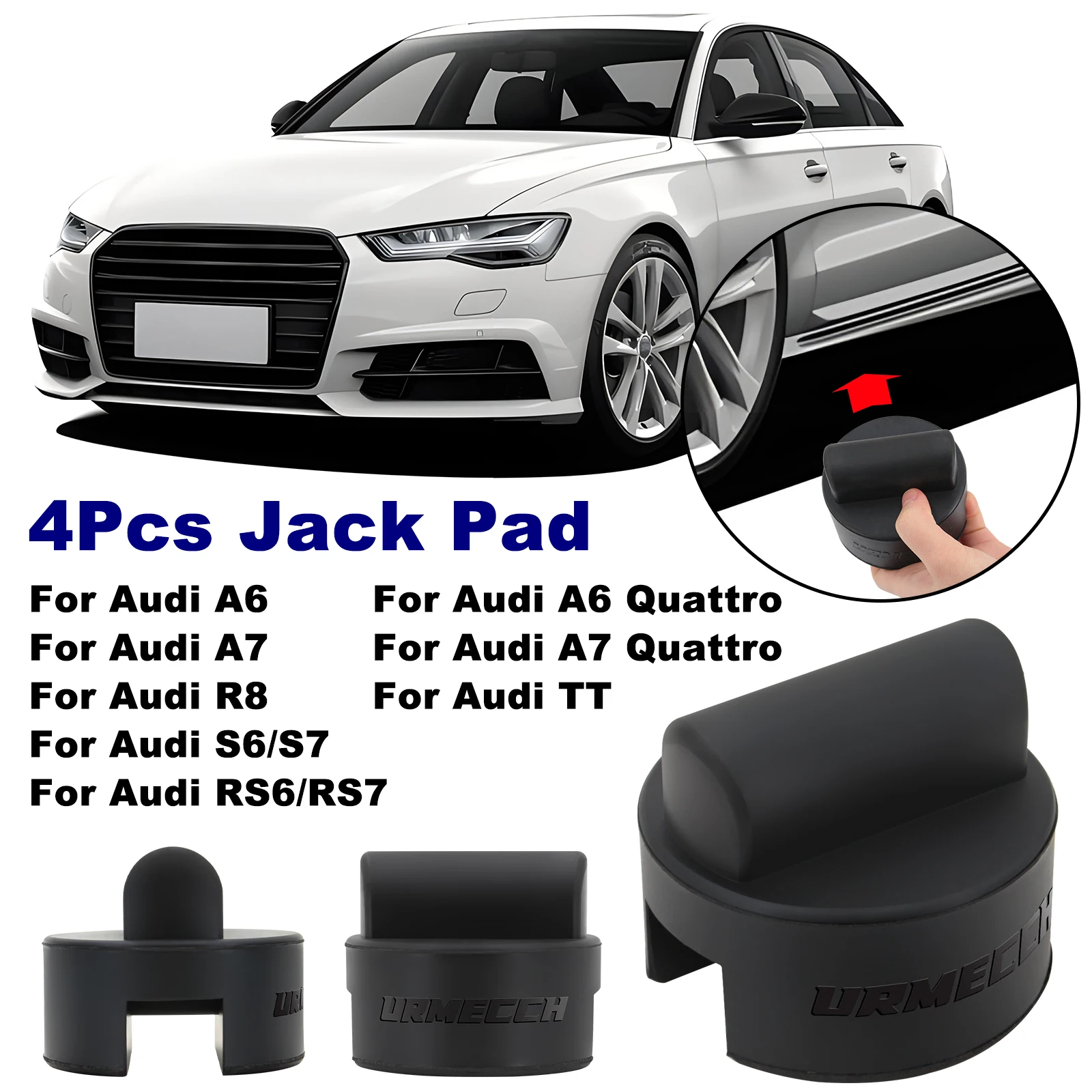 4Pcs Jack Pad Adapter For Audi A6 A7 R8 RS TT Car Accessories Tire Repair Kit, Rubber Jack Pad Floor Slotted Pucks Jacking Point