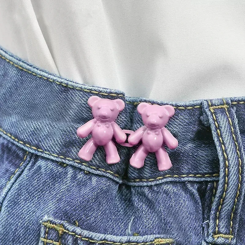 Urso Jeans botão ajustável, sem costura Snap Fastener, Aperte a cintura, saia, Pins instantâneos, calças, calças, 2 pcs, 4pcs