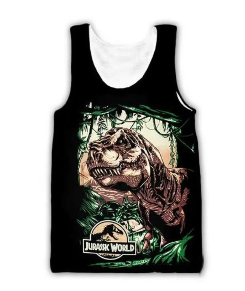 

New Fashion Men/Women Jurassic Park 3D Printed Sleeveless Vest Streetwear Men Loose Sporting Tank Top