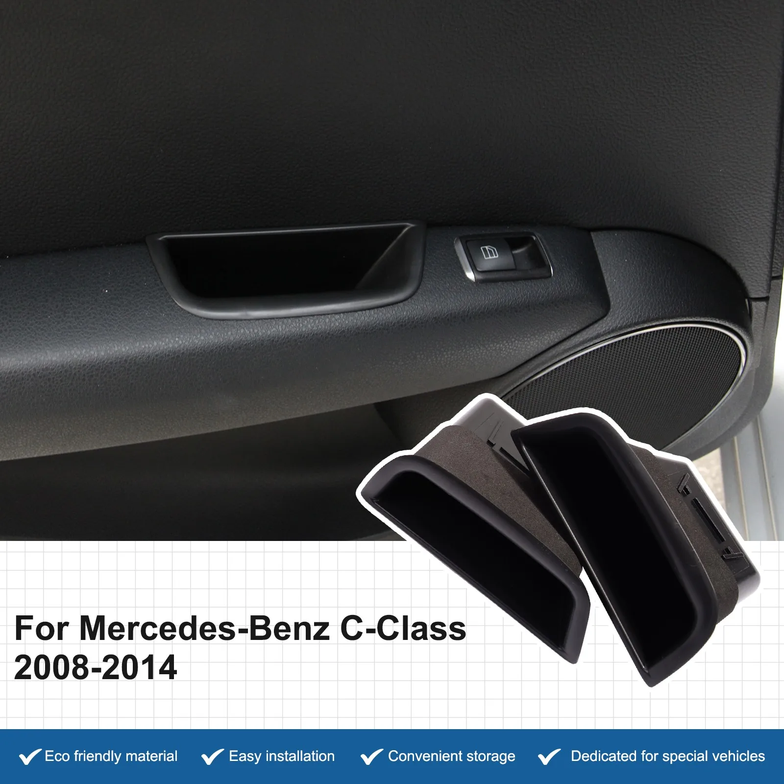 

Car Door Storage Box For Mercedes Benz C Class W204 2008-2014 Car Door Handle Storage Container Stowing Phone Holder Accessories