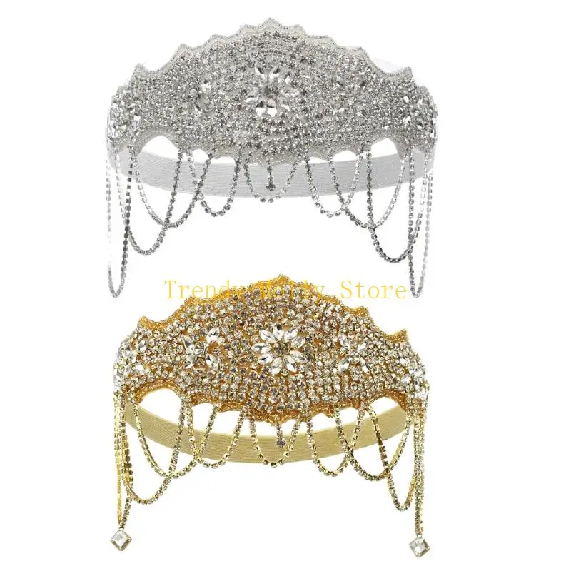 N5KB แถบคาดศีรษะ Rhinestones ประกายสำหรับผู้หญิงปาร์ตี้เต้นรำอุปกรณ์เสริมผม Comfort Fit