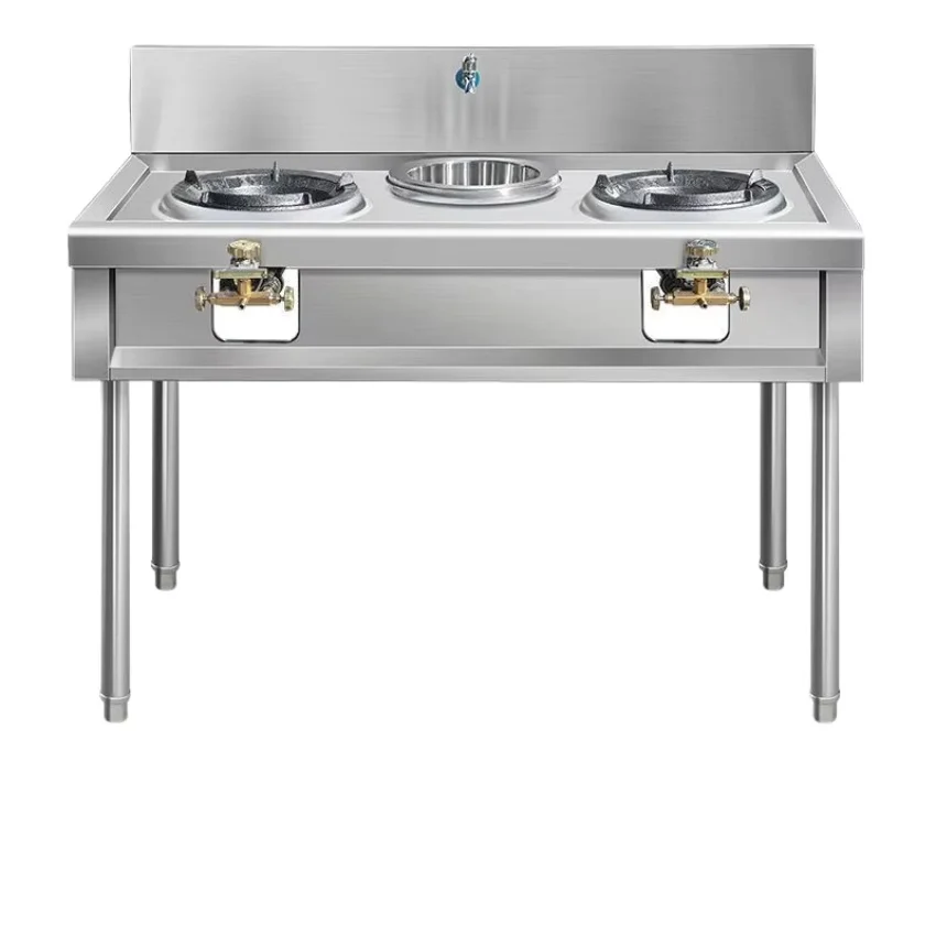 Commercial Energy-Saving Stainless Steel Gas Stove Single Double Explosion Kitchen Cooktop for Restaurants Fierce Fire Stove Gas