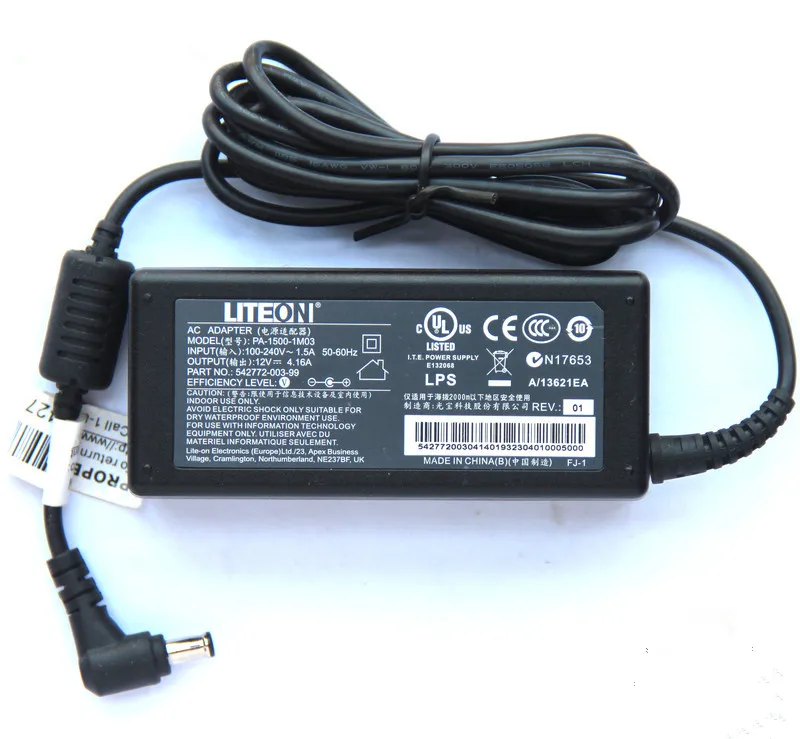 Cargador adaptador de CA con punta genuina Liteon PA-1500-1M03 50W 12V 4.16A 5,5 x 3,0 mm 542772 -003-99 Fuente de alimentación