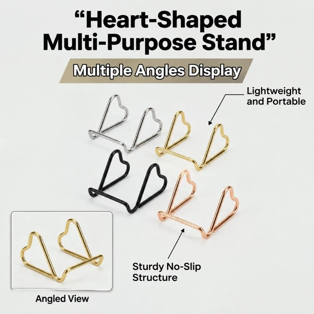 Heart Shape Business Card Holder Multifunctional Metal Card Display Stand Space-saving decorative Display Holder Office Gift