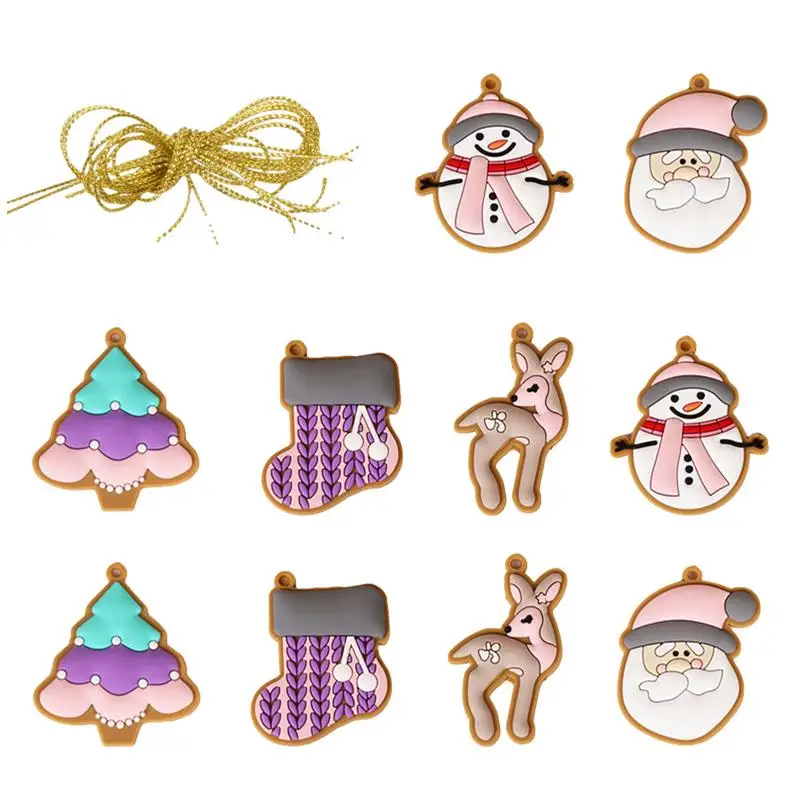 Cartoon Pendants For Christmas Set Of 10 Reusable PVC Cartoon Tree Ornaments For Door Walls Christmas Tree Handrail Mantel Shelf