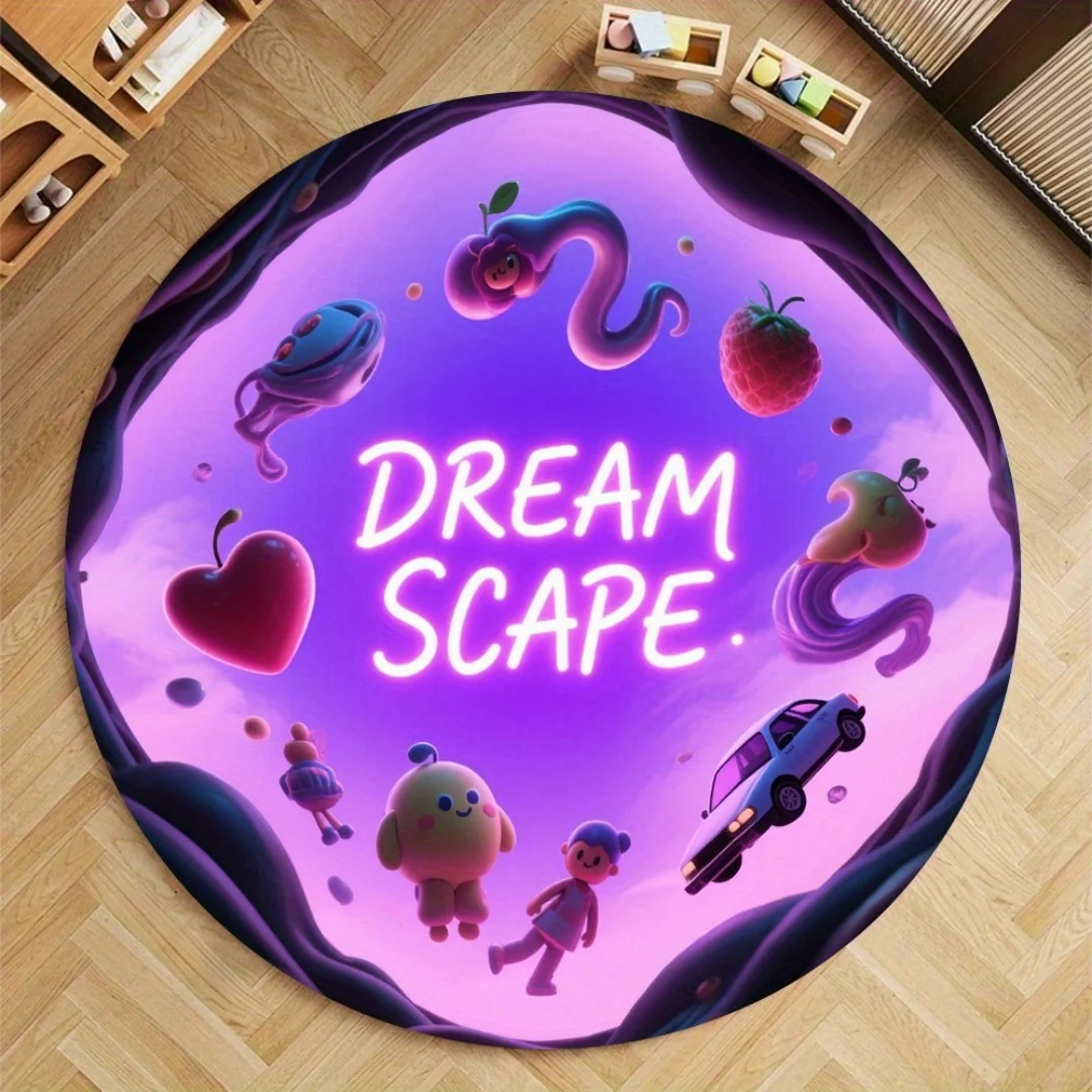 

Круглый коврик, маринованный {DREAM SCAPE "(Мечталенд)}, является нескользящим ковром из полиэстера.