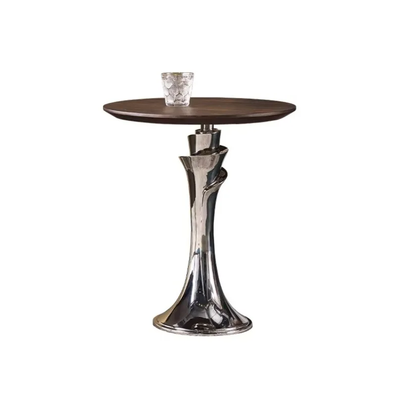 Home Art Decorations Wooden Corner Side Low Table Rose Design 304 Stainless Steel Bracket