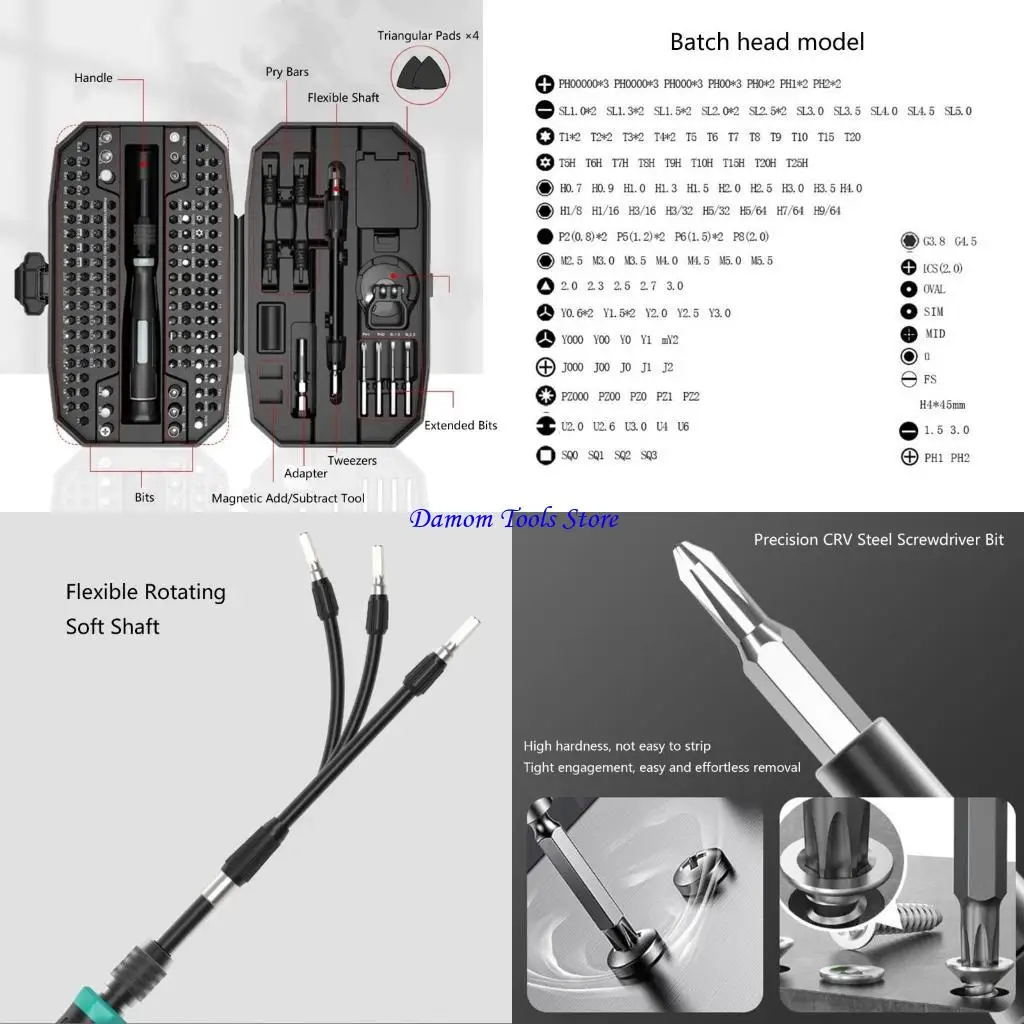 57BE Ergonomic 152 Piece Professional Screwdriver Set Portable Repair Tool Organizers